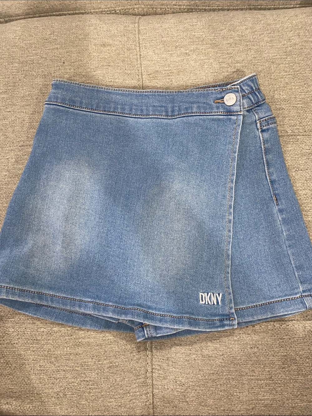 DKNY Light Blue Denim Wrap Skirt